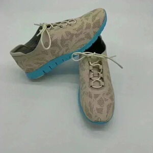 Cole Haan Zerogrand Oxford Wingtip Knit Tan/Blue, W16602 Women’s Shoes Sz 8B